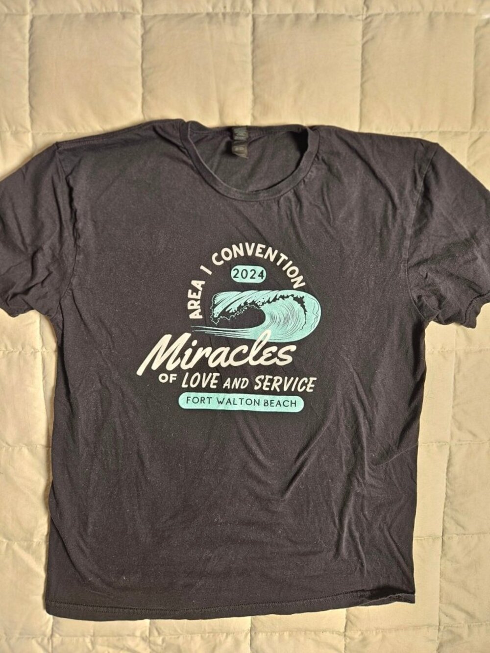 Gildan Area 1 Convention 2024 T Shirt Mens L Black Fort Walton Beach Miracles